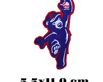 Chicago-Cubs Bear Baseball 5.5x11.0 cm Embroidered Patch Logo Iron On,Sewing on Clothes.