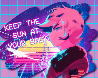 Sun At Your Back Vaporwave Borderless Vinyl Sticker