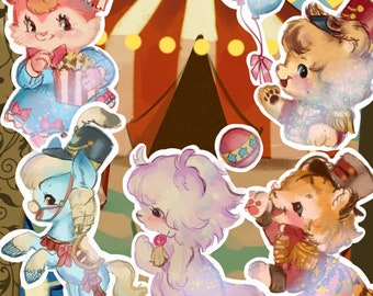 Vintage Circus Animal Stickers - Die Cut Sticker Set