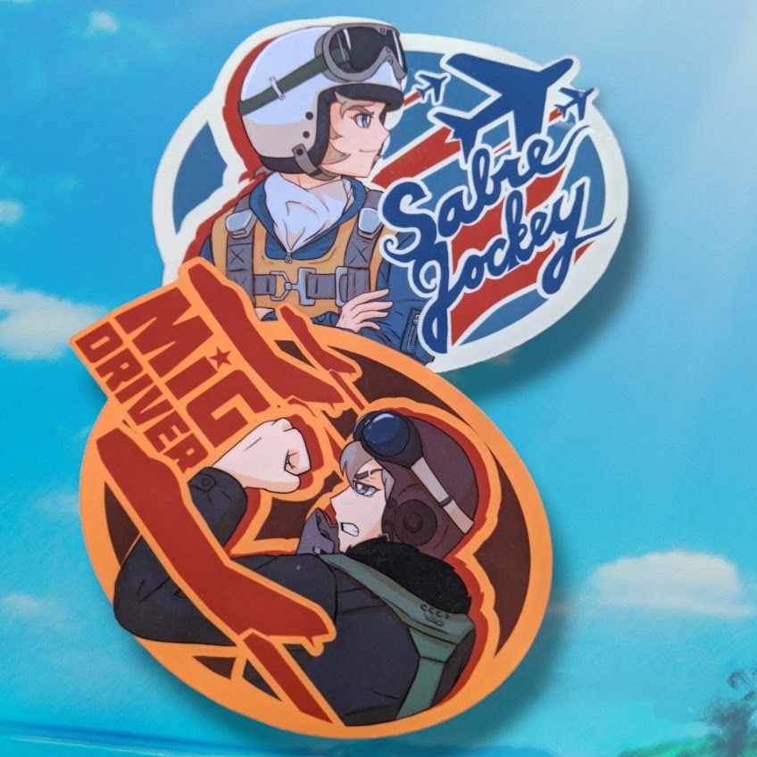 Sabre vs MiG - 3.5 inch Falcon's Fighter Tales Stickers
