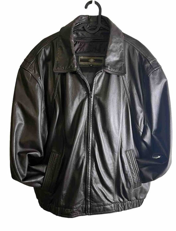 Vintage Members Only Brown Leather Bomber Jacket … - image 2