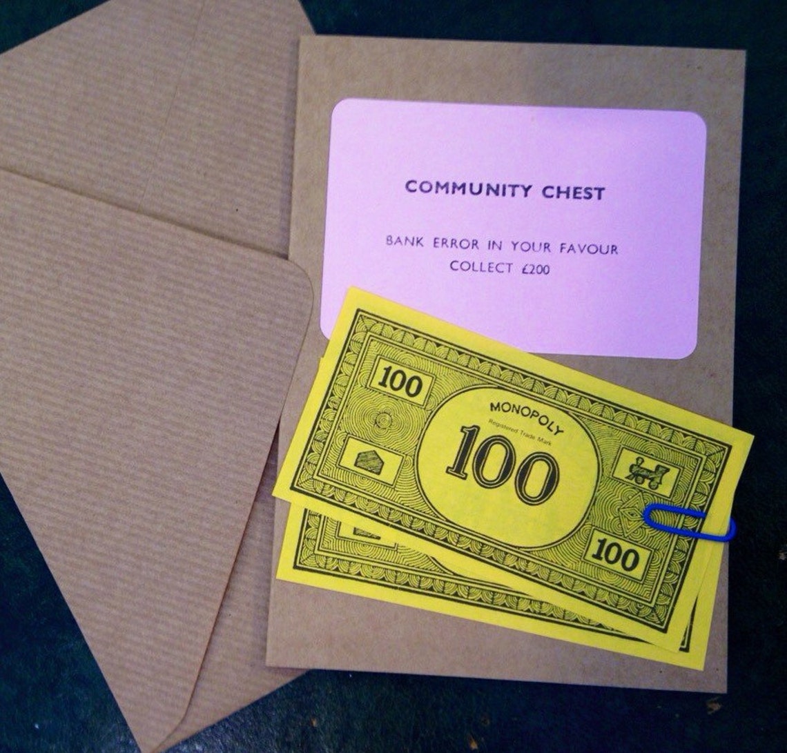 Monopoly Card Community Chest Bank Error. Handmade. Friend. Etsy
