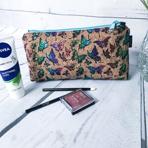 Butterfly Cork Cosmetic Bag: Vegan Zip Pouch, Pencil Case
