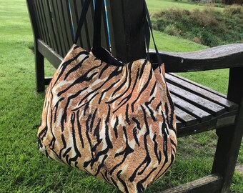 Fabric tote bag, animal print bag, tapestry tote, fabric handbag, gift for her, vegan tote, shoulder bag, female gift, canvas bag,