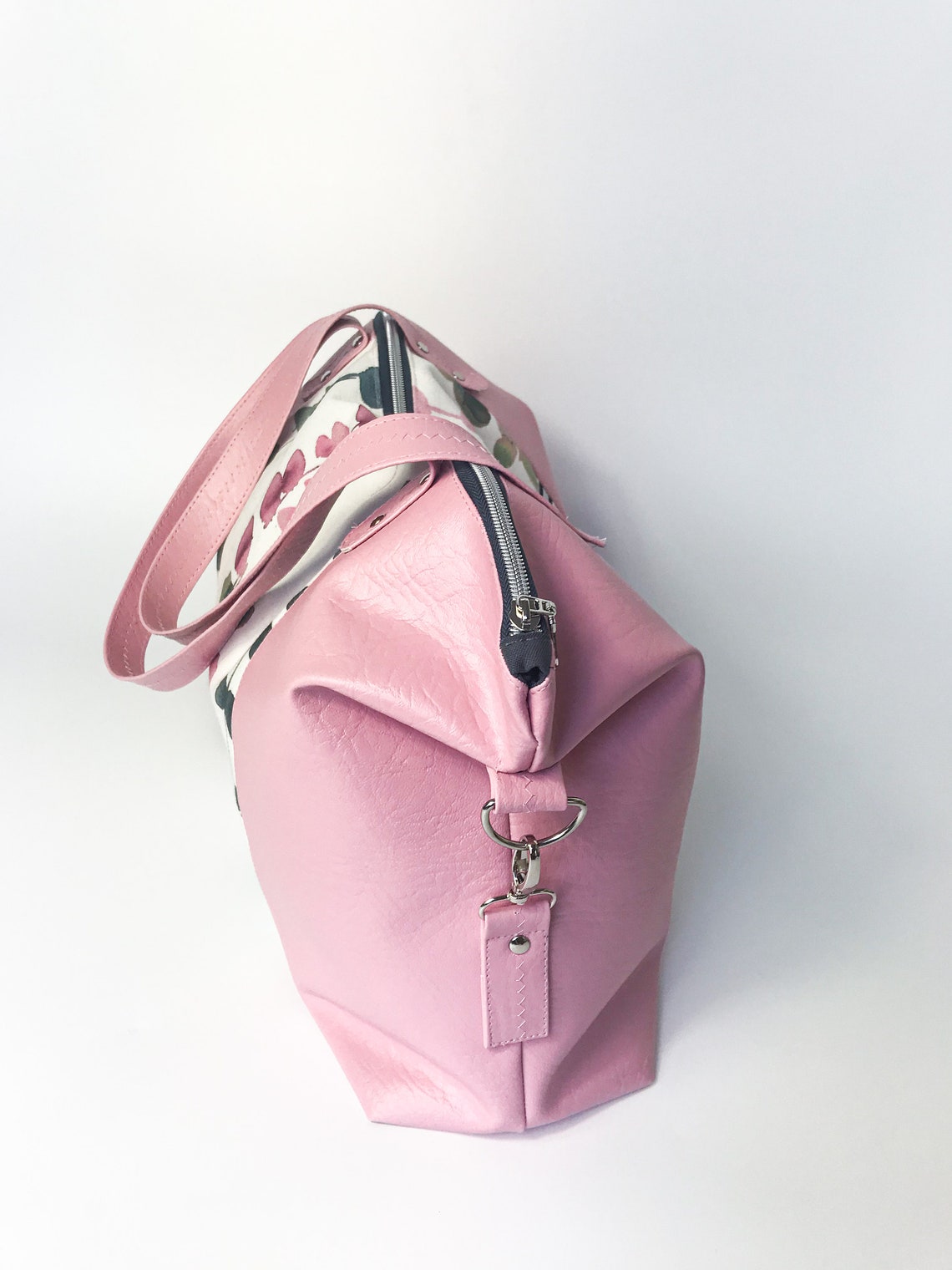 pink faux leather tote
