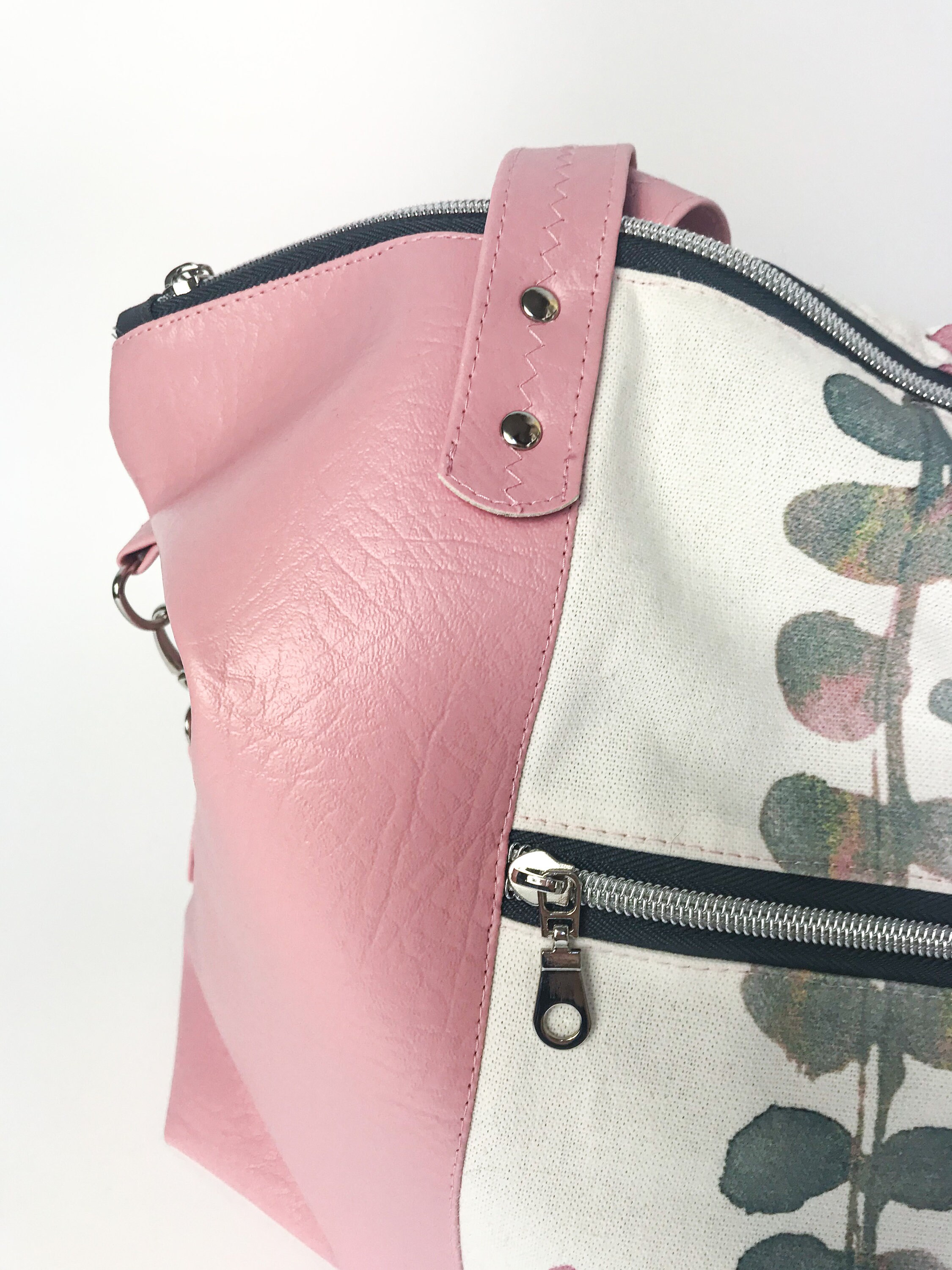 pink faux leather tote