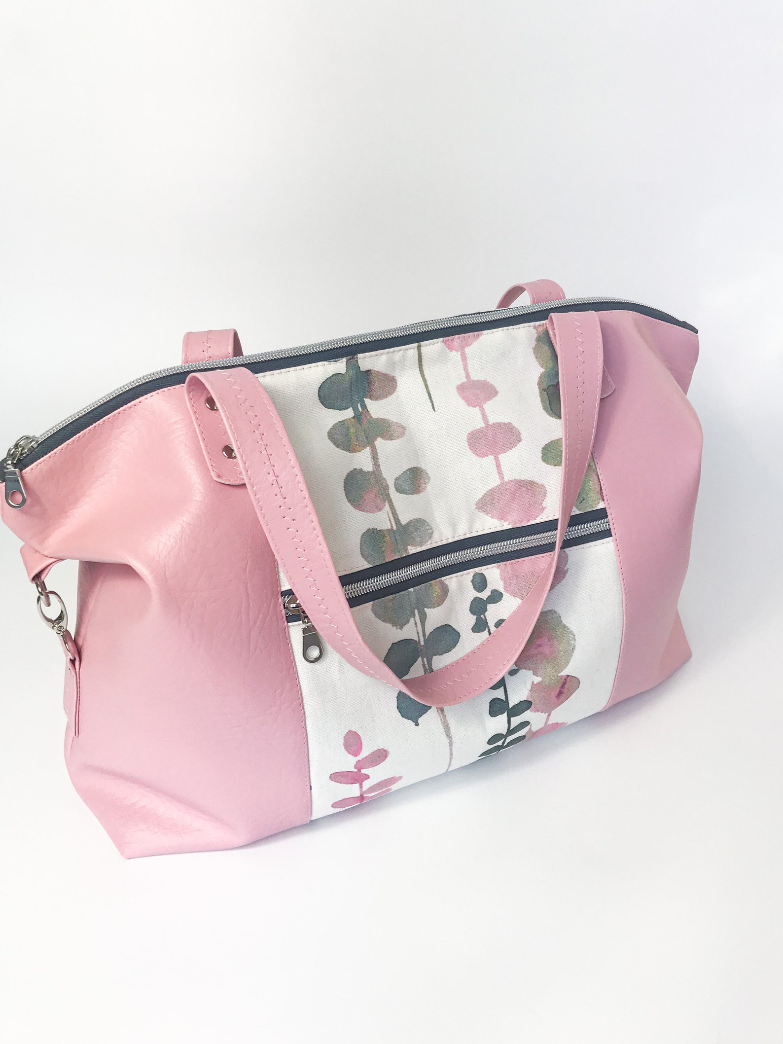pink faux leather tote