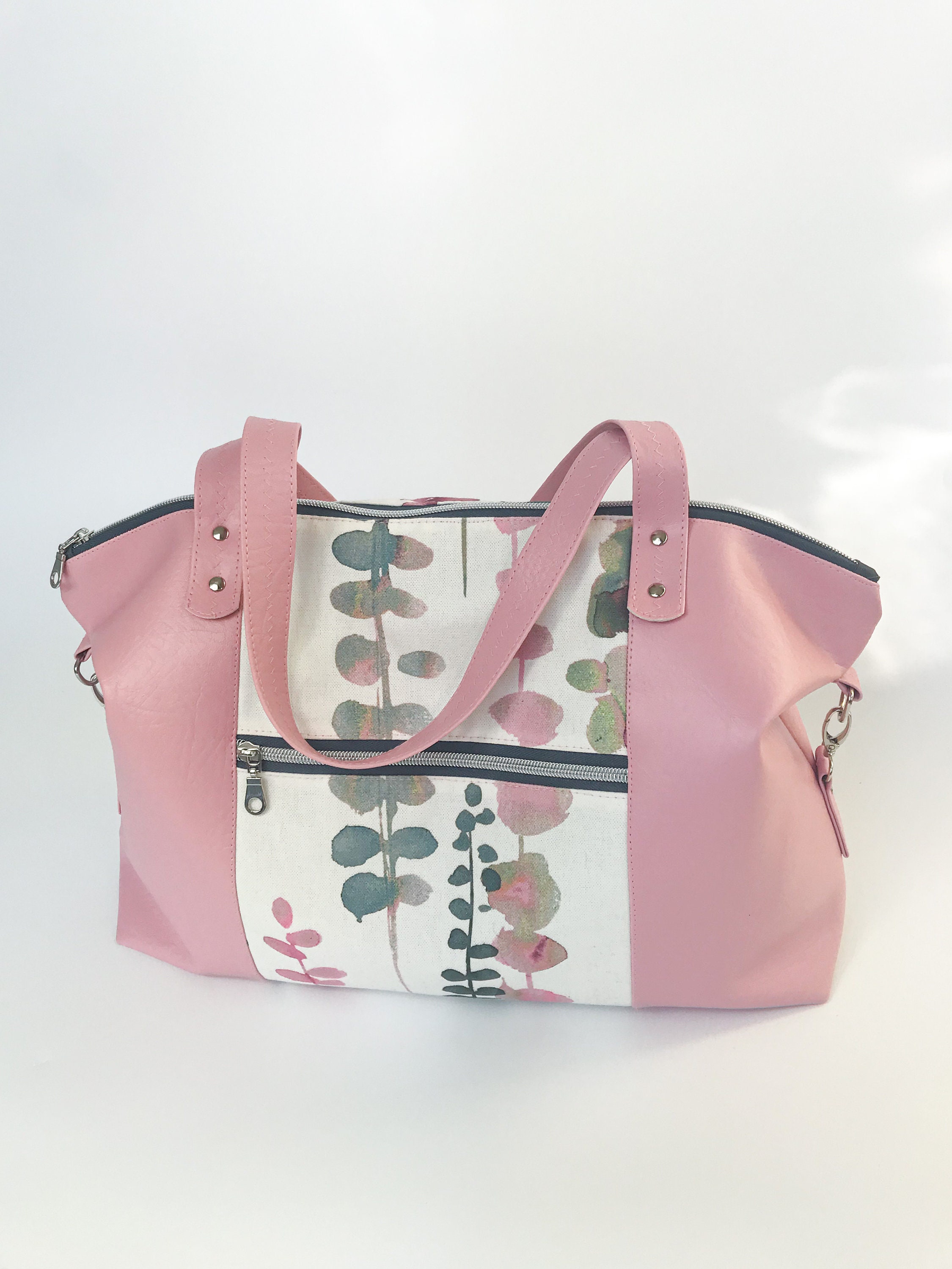 pink faux leather tote