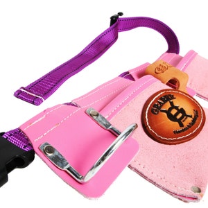 Girls Pink USA leather Kids carpenter pouches and tool belt "Daddys Helper"