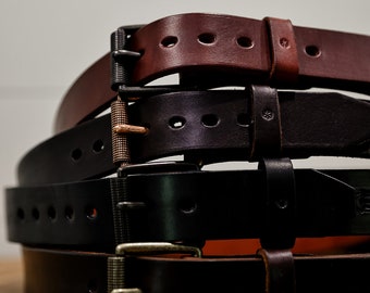 Heavy Duty Bullhide Leather Belt – Handmade USA Work Belt