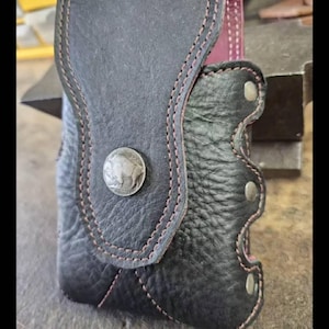 Graber Leather Phone  holster -Grizzly tan~pouch-case soft deerskin liner w/belt loop made in USA!!