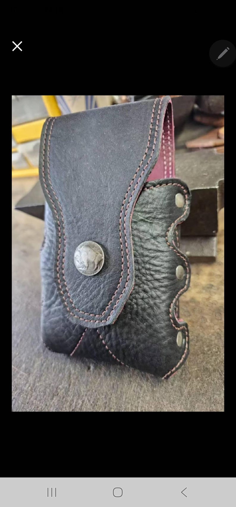 Graber Leather Phone holster -Grizzly tan~pouch-case soft deerskin liner w/belt loop made in USA!! image 1