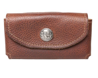 Leather Coin Purse with Buffalo Nickel Snap, Handmade Change Wallet