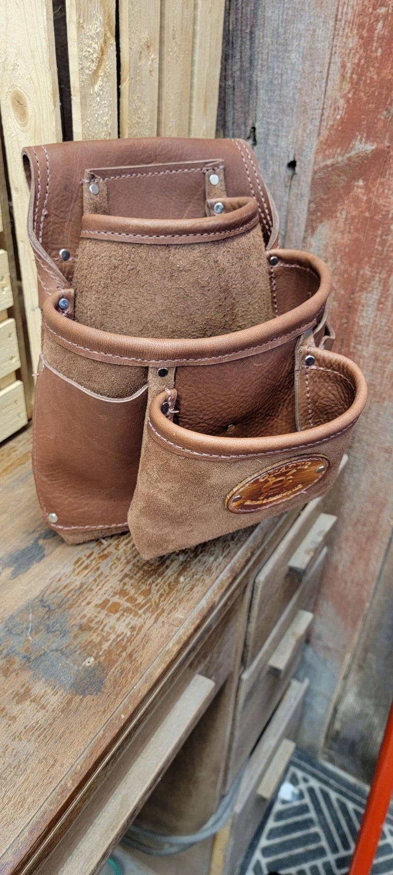 Graber Drywallers Tool Bagdouble Bag8 Tool Pockets soft Diamond Tanned