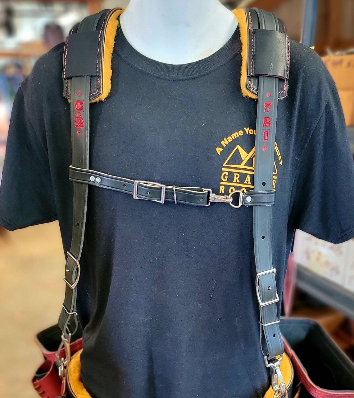 Graber Harness black Leather Tool Belt Suspenders Etsy