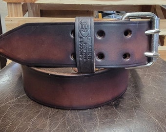 Heavy 17 oz.  2" Dark Walnut Bullhide leather tool Belt.. Ironworkers/carpenters/general construction belt.  (made in USA)