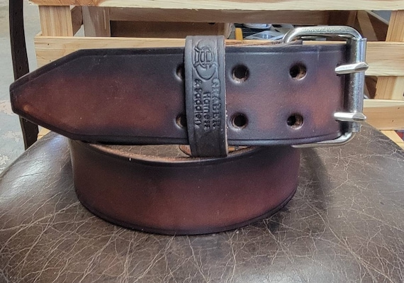 Heavy 17 oz.  2" Dark Walnut Bullhide leather tool Belt.. Ironworkers/carpenters/general construction belt.  (made in USA)