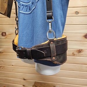 2" Heavy Tool belt-1" Harness Suspenders- Sheepskin padded comfort Hip belt 5" wide) adjustable- Stainless hardware made in USA