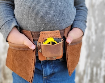 Graber Daddys Helper&quot; fait main, pochettes et ceinture à outils de menuisier pour enfants&quot; fabriqué aux États-Unis !
