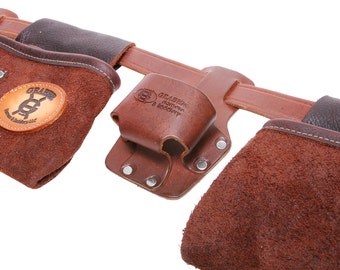 Enfants, garçons ou dames, ceinture à outils en cuir / avec pochettes / ruban et porte-marteau