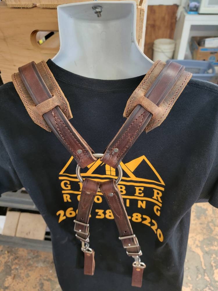 Graber Harness Leather Tool Belt Suspenders dark Walnut W/ Belt