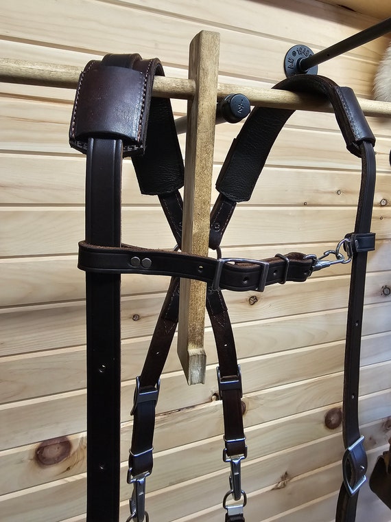 Graber Harness Leather Tool Belt Suspenders dark Walnut Oil Dipped