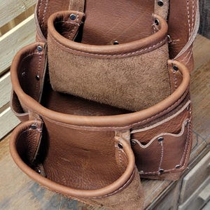 Graber Leather Drywall Tool Bag: Double Pouch, USA Made