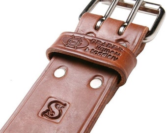 Graber Bullhide Leather Tool Belt: Oiled Russet Work Belt, Made in USA