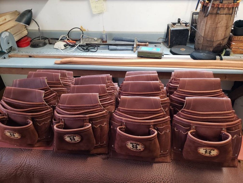 Mens soft Diamond Tan Leather Tool Belt /pouches Complete Etsy