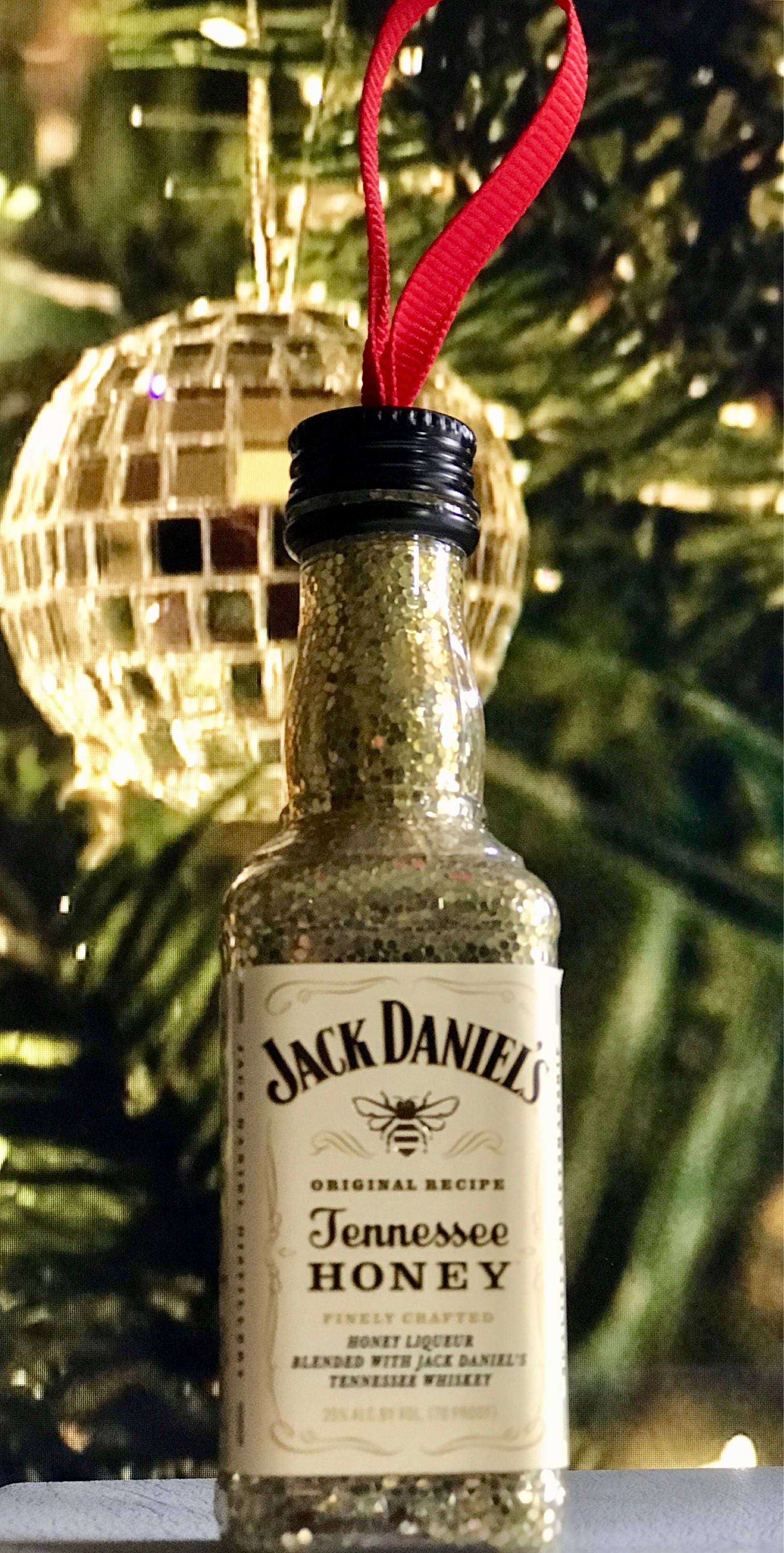 Jack Daniels Honey Whisky Bottle Christmas Ornament 