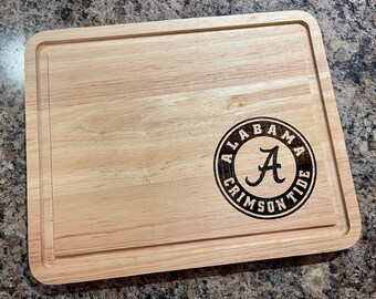 Alabama Crimson Tide Football. Laser etched wooden KitchenAid, charcuterie/ cutting board.