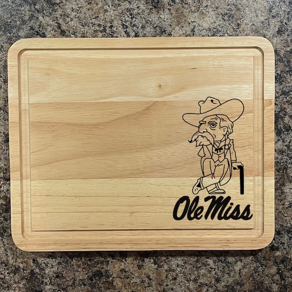 Ole Miss Rebels Football. Laser etched wooden KitchenAid, charcuterie/ cutting board.