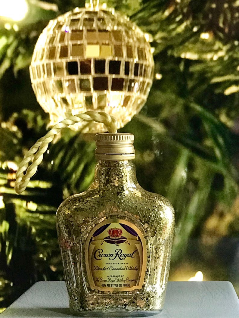 Crown Royal Whisky Bottle Glitter Christmas Ornament Etsy