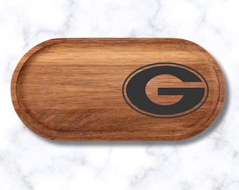 Georgia Bulldogs DAWGS UGA "G" dump tray - 12"x5" solid wood, food or snack tray - charcuterie board