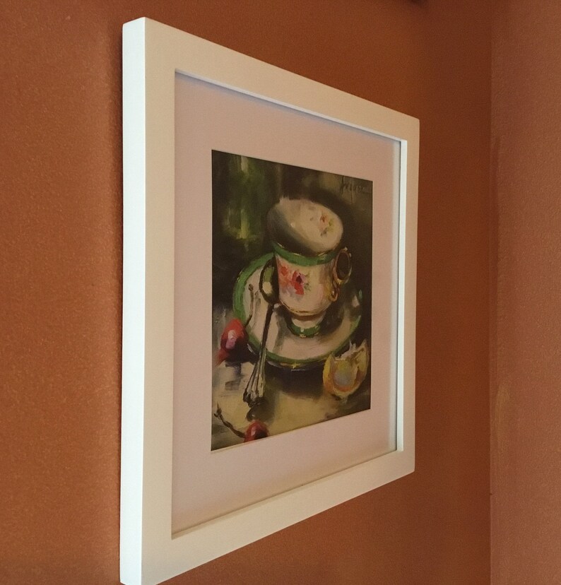 Unframed on Archival Watercolor Paper. Quality Giclee Print of Green Cup /& Cherries