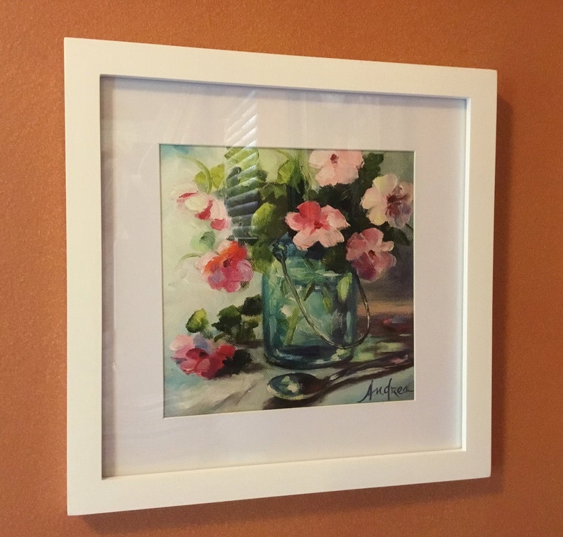 Unframed Prints on Archival Watercolor Paper. Quality Giclee Prints of Impatiences in Mason Jar
