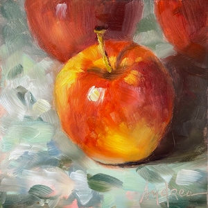 Galas on Toile, 5x5 original oil painting on board. Kitchen/Dining/Living art, gift for: Valentine, Mother&#39;s Day, Birthday, Housewarming