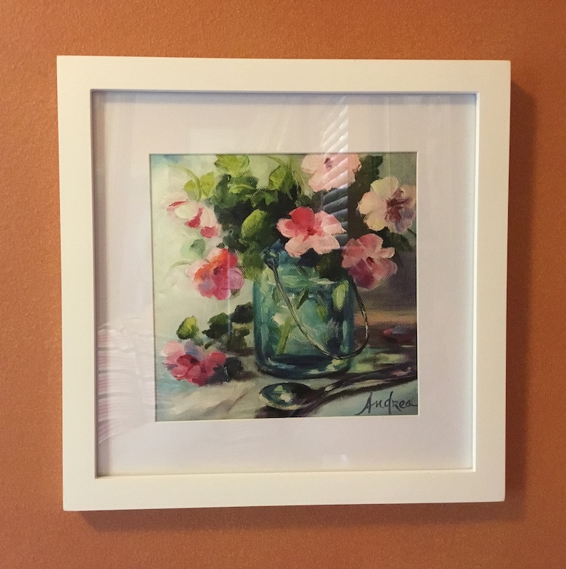 Unframed Prints on Archival Watercolor Paper. Quality Giclee Prints of Impatiences in Mason Jar