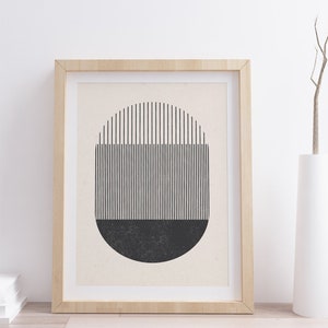 Mid Century Style Woodblock Print. A Play With Geometric Forms and ...