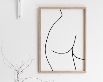 Desenho de linha mínimo de uma figura feminina. Baixe os arquivos e imprima de casa.