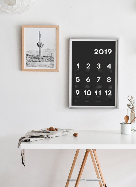 2019 designer wall calendar large poster size printable wall etsy