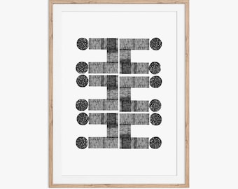 Sticks and Stones. A geometric mixed media collage design. Download instantly and print from home.