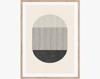 Mid century style woodblock print. A play with geometric forms and lines. Download instantly and print from home.