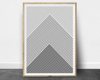 Geometric Print, Geometric Art, Black and White Stripes, Printable Art, Black and White Print, Minimalist Art, Printable Wall Art, Lines Art