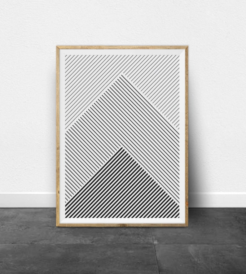 Geometric Print Geometric Art Black and White Stripes Etsy