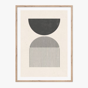Mid century style woodblock print in classic geometric shapes and neutral colors. Download instantly and print from home. image 4
