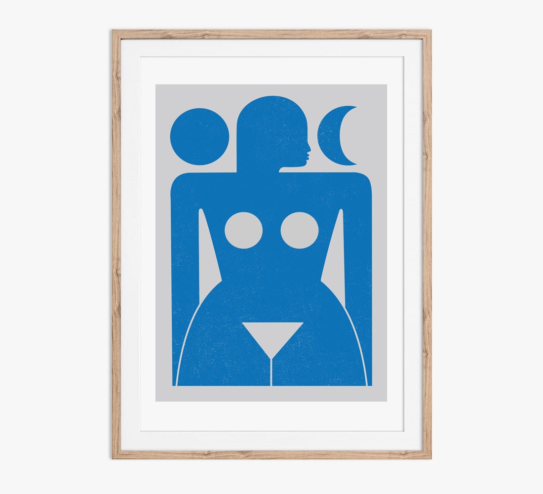 Goddess Warrior of the Moon and Sun. Geometric figurative illustration. Download files and print from home.