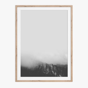 Minimalist Mountain Photography Print in Black and White. This printable wall art is supplied as digital files with instant download. image 1