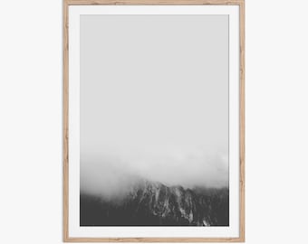 Minimalist Mountain Photography Print in Black and White. This printable wall art is supplied as digital files with instant download.