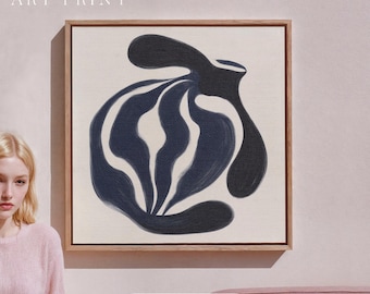 Vaso Floral Abstrato - Arte Orgânica Minimalista | Grande Impressão em Tela Emoldurada